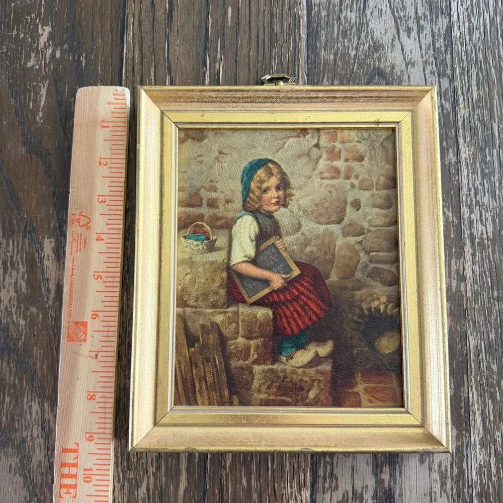 Cottagecore Folk Girl Portrait Old Country Fairytale Gretel Plaque Kaulbauch VTG